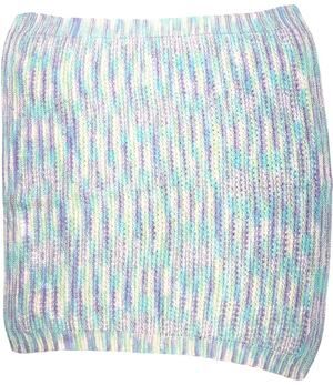 Vintage 1970s Hand Knit Baby Blanket Pastel Stripe 32x34